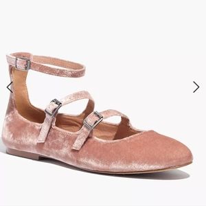 Madewell pink suede ballet Mary Jane shoes 7.5